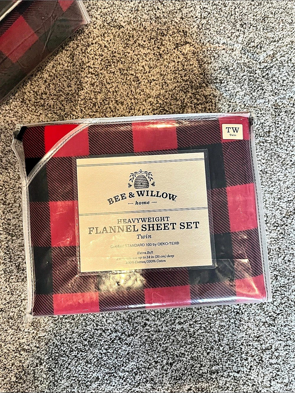 Bee & Willow Buffalocheck Heavyweight Flannel Twin Sheet Set NWT